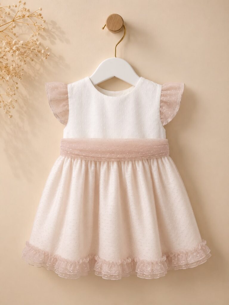 Vestido ceremonia tul camel